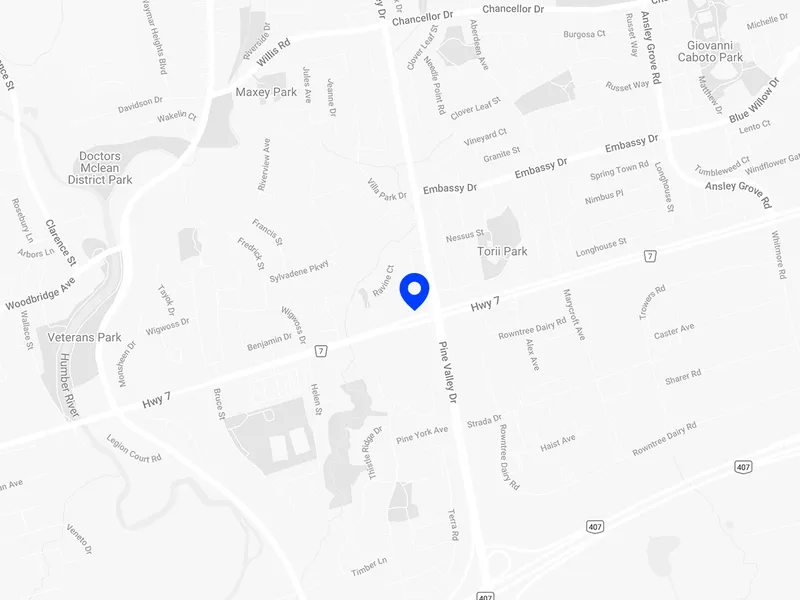 Map graphic indicating Ontario service coverage for mechanical engineering work.